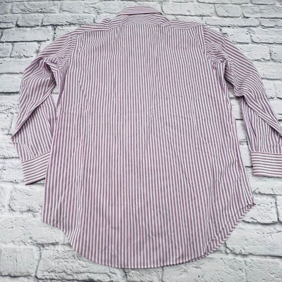 Lauren Ralph Lauren Men's Non Iron Button Up Shirt‎ 15.5 Pink White Blue Stripe - Picture 7 of 7